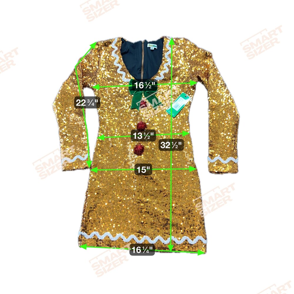Tipsy Elves Dress Womens Medium Gold Gingerbread Sequin Bodycon Christmas Party